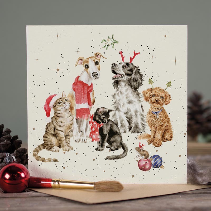 'The Office Party' Dogs & Cats Christmas Card - Wrendale Designs