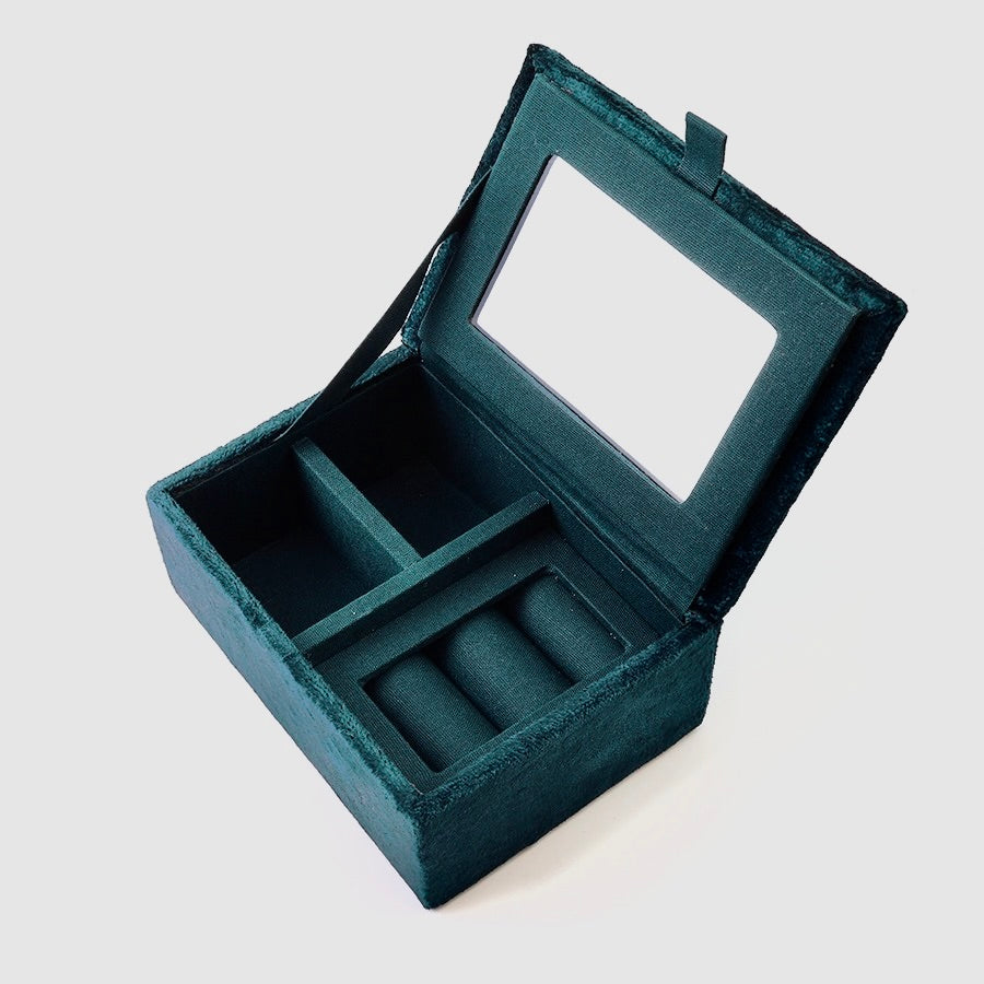 POM - Teal - Starburst Hearts &amp; Stars - Embroidered Small Jewellery Box
