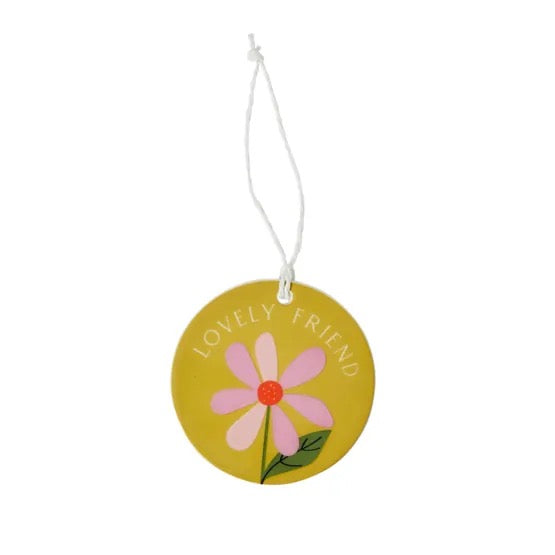 Belly Button - Lovely Friend Olive Floral - Ceramic Hanging Disc Decoration
