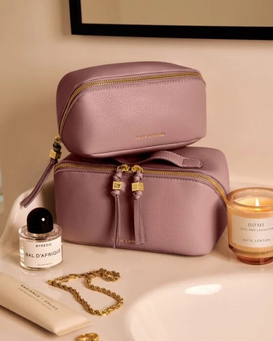 Katie Loxton SMALL Fold Out Make Up Bag with Mirror - Deep Rose