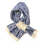 POM - Scandi Star Flower Pattern Pull Through Crossover Scarf - Blue/Cream Mix