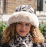 Park Lane Whipped Cream Print Faux Fur Bucket Hat