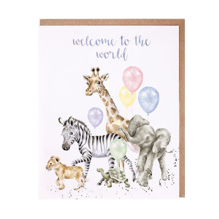 Welcome to The World Wild Animals - Baby Card - Wrendale Designs