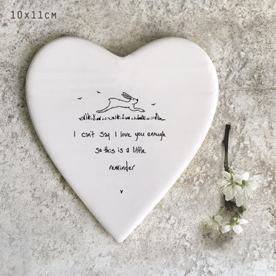 East of India Porcelain Heart Coaster - I can't Say I Love You Enough