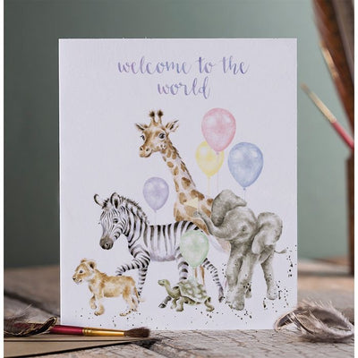 Welcome to The World Wild Animals - Baby Card - Wrendale Designs