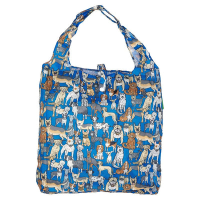 Eco Chic Foldable Recycled Shopping Bag - Dogs - Blue