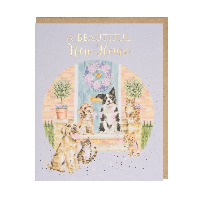 Dog & Cat Beautiful New Home Card - Wrendale Designs