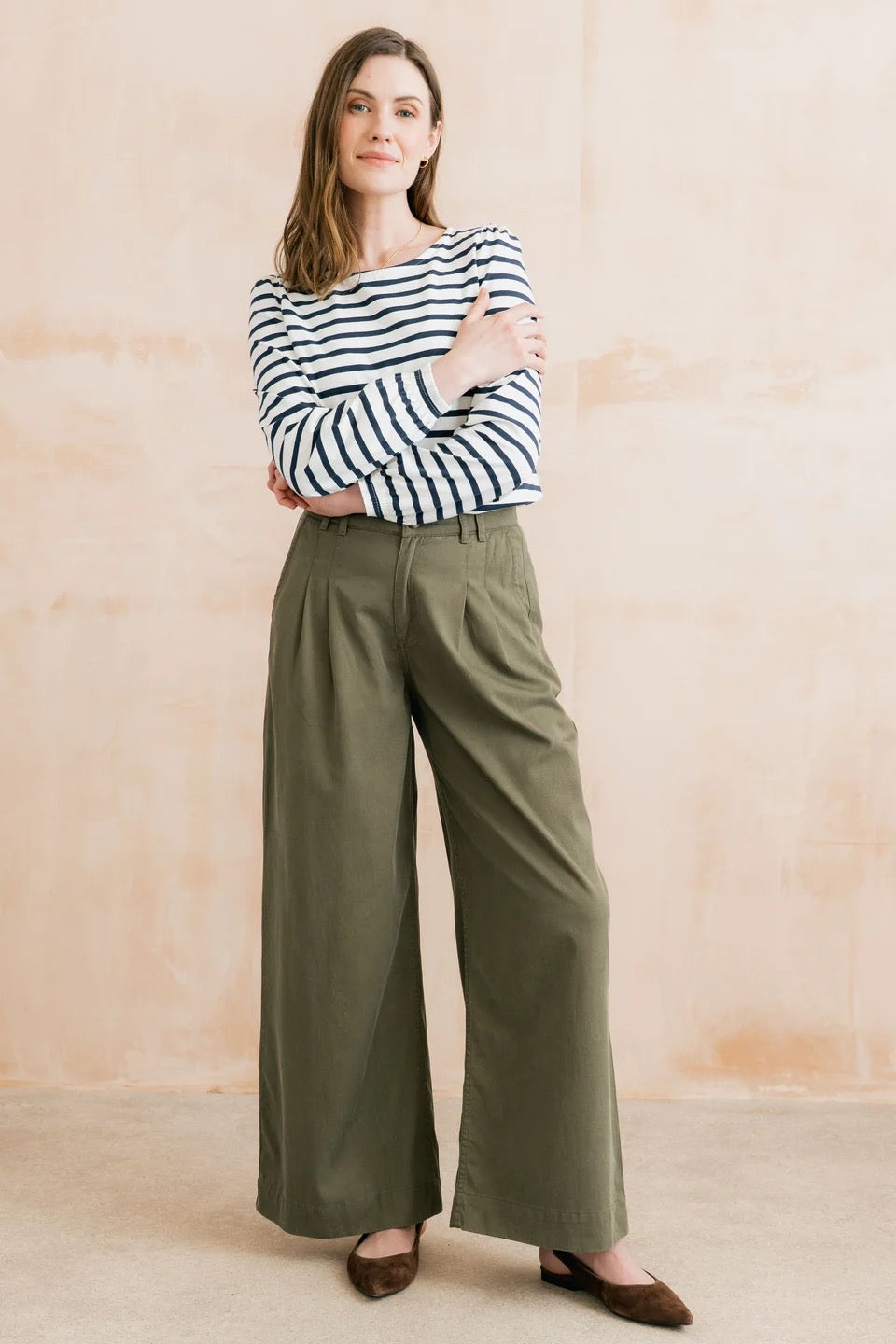 Caroline Long Sleeve Striped Jersey Top - Navy/Ecru - Lily &amp; Me