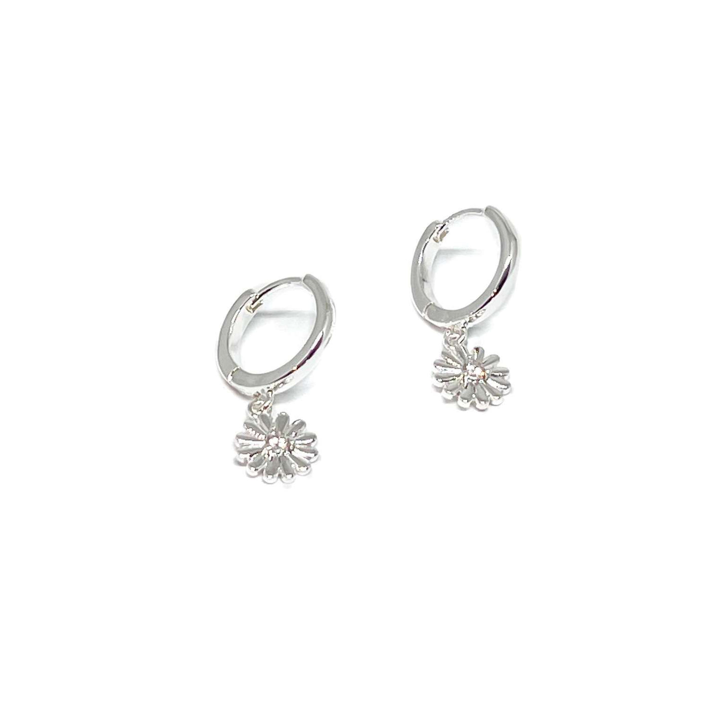 Freya Flower Hoops - Silver - Clementine Jewellery