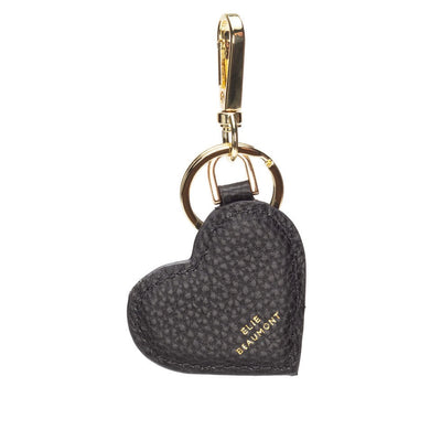 Elie Beaumont Designer Leather Heart Keyring - Black