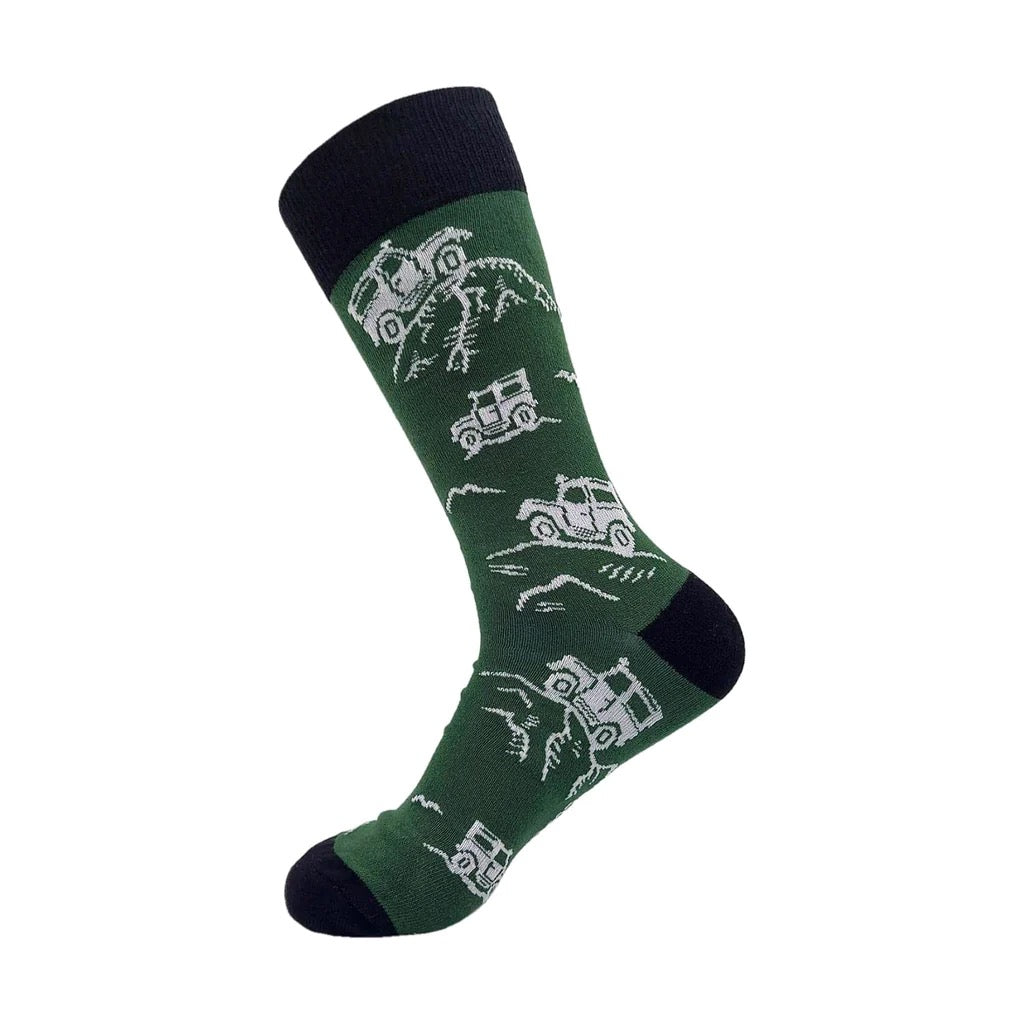 Eco Chic MENS Bamboo Socks - Landrovers - Green