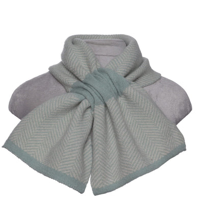 Zelly Herringbone Knitted Pull Through Scarf - Sage Green