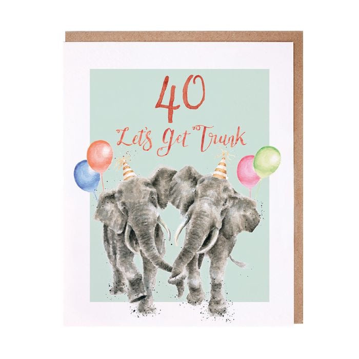 40 Lets Get Trunk - Birthday Card - Wrendale Designs