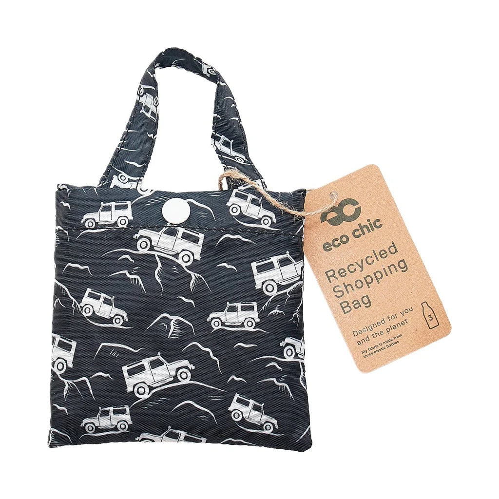 Eco Chic Foldable Recycled Shopping Bag - Landrover -Black