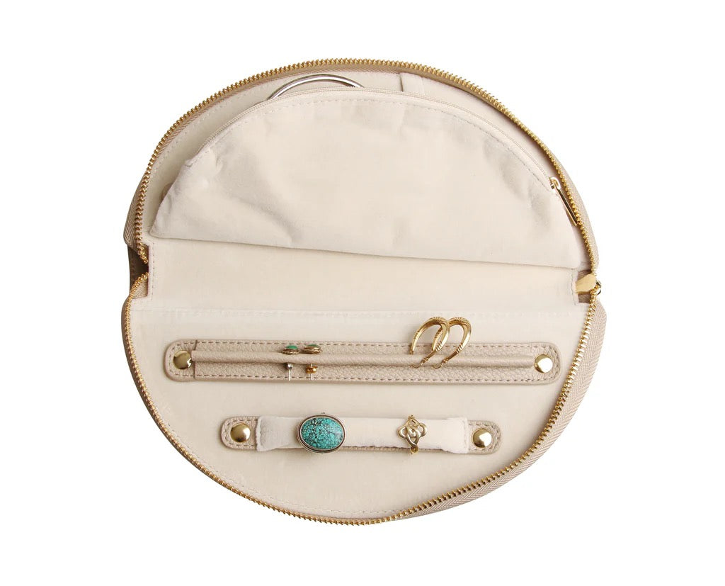 Alice Wheeler Half Moon Jewellery Roll Case - Stone