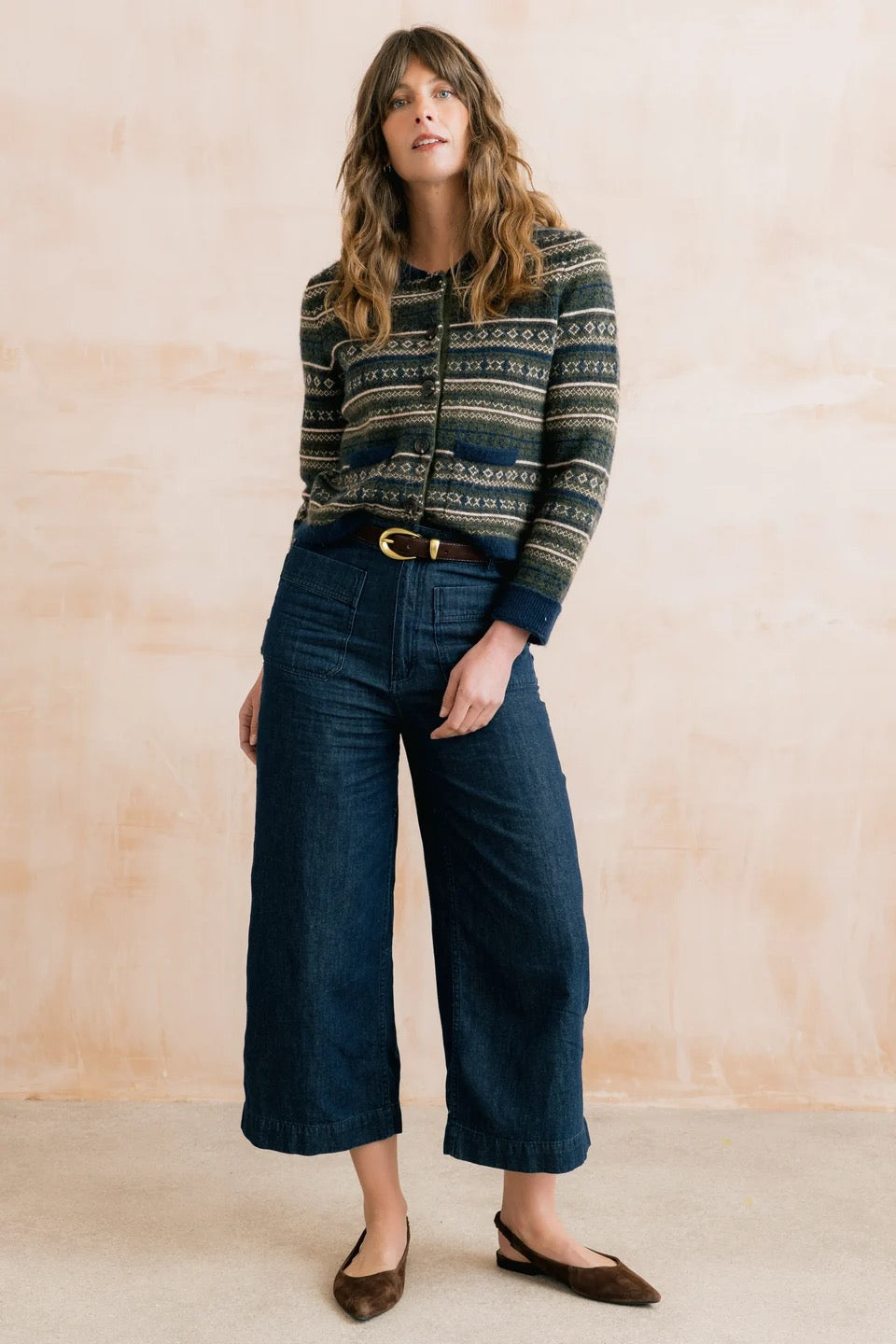 Chesnut Knitted Fair Isle Jacket - Olive Green - Lily &amp; Me