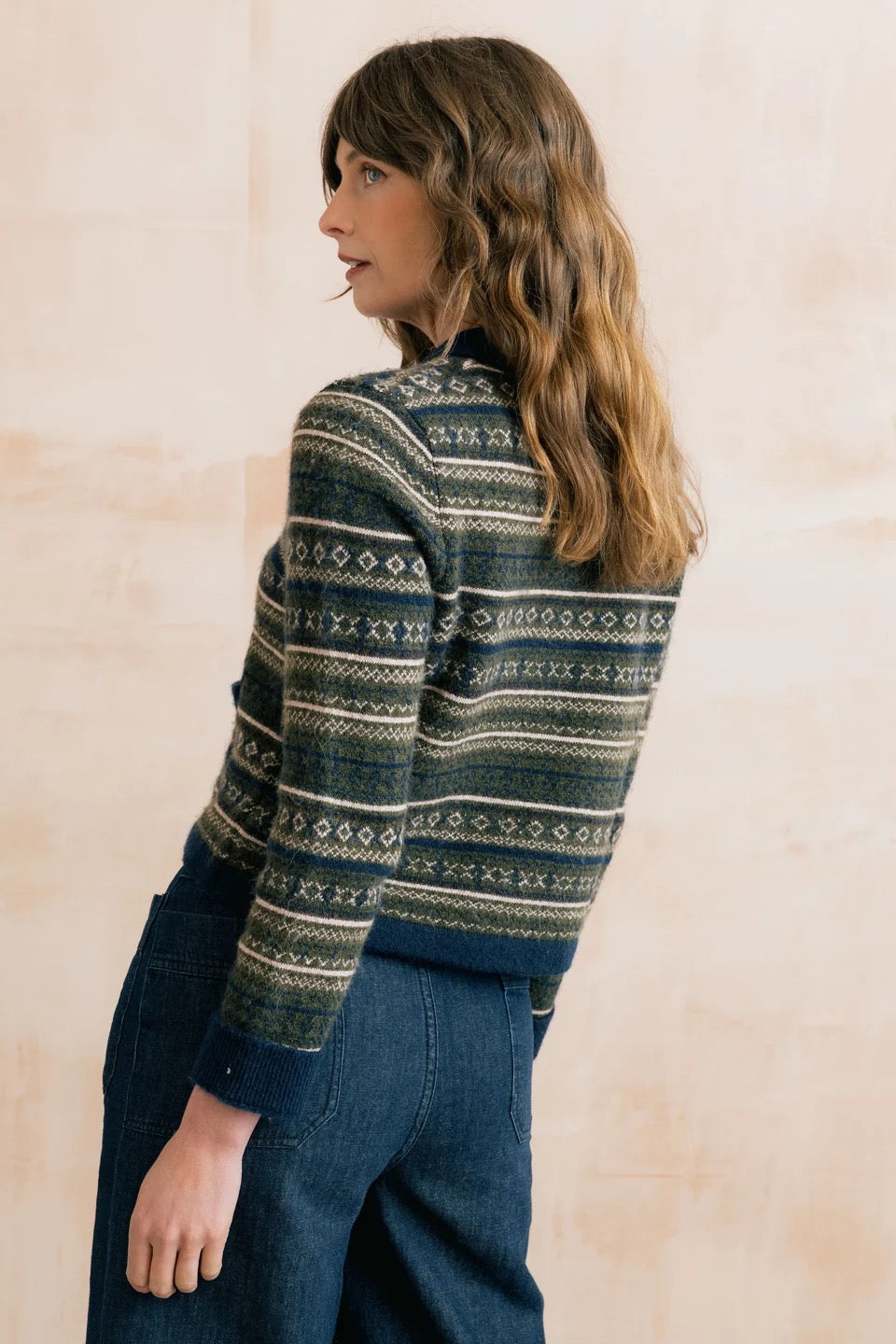 Chesnut Knitted Fair Isle Jacket - Olive Green - Lily &amp; Me