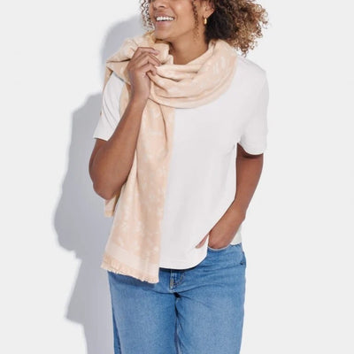 Katie Loxton Print Blanket Scarf - Blossom - Pink/Off White