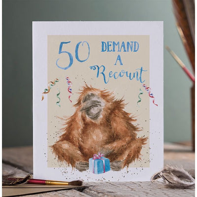 50 Demand A Recount Orangutan - Birthday Card - Wrendale Designs