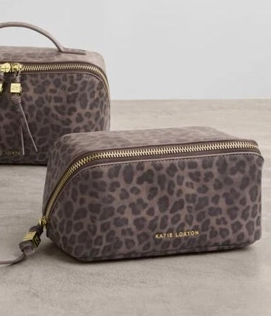 Katie Loxton SMALL Fold Out Make Up Bag with Mirror - Leopard Print