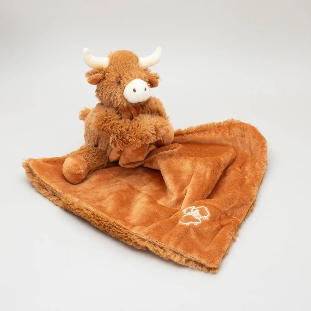 Jomanda Longhorn Horny Highland Cow Snuggle Comforter toy - Brown