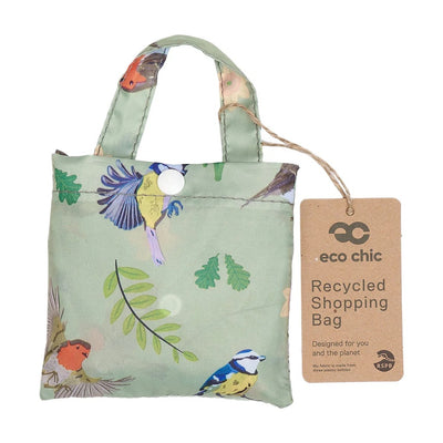 Eco Chic Foldable Recycled Shopping Bag - RSPB Bird - Green