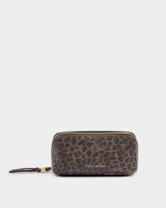 Katie Loxton SMALL Fold Out Make Up Bag with Mirror - Leopard Print