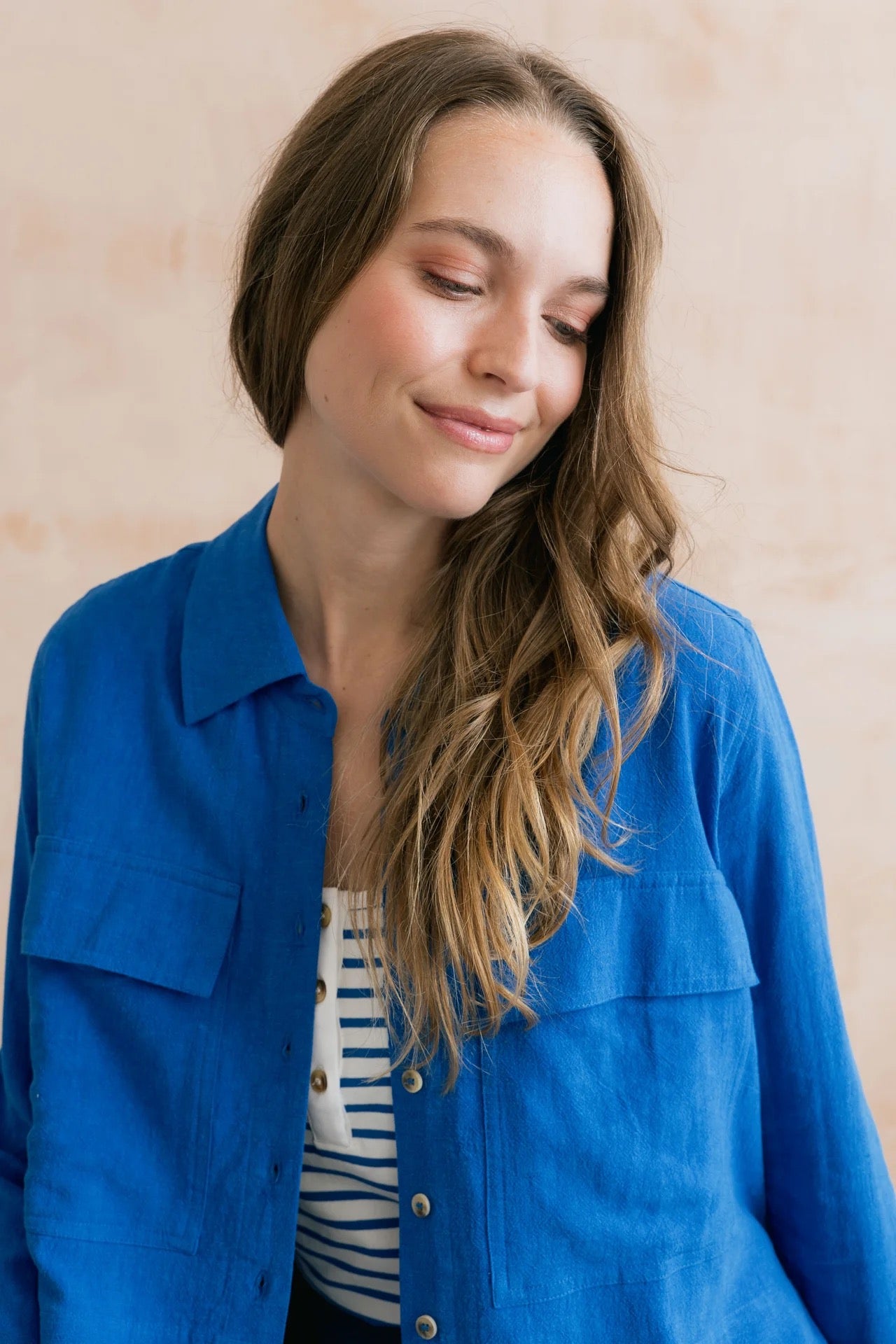 Grasslands Plain Linen Blend Jacket - Cobalt Blue - Lily &amp; Me