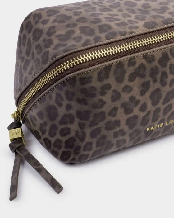 Katie Loxton SMALL Fold Out Make Up Bag with Mirror - Leopard Print