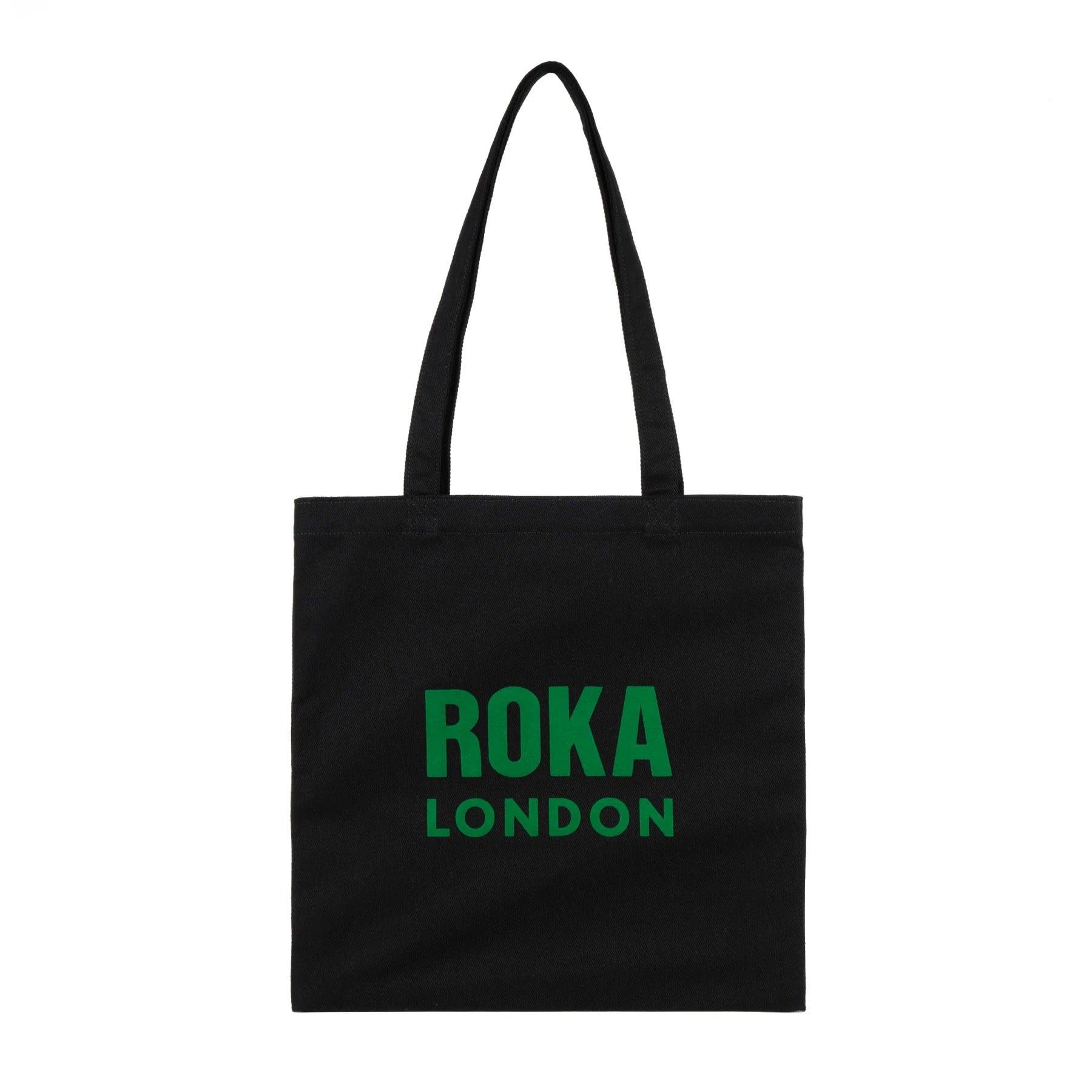 Roka Notting Hill Cotton Tote Shopper Bag - Black/Emerald Green