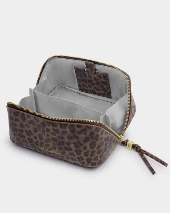 Katie Loxton SMALL Fold Out Make Up Bag with Mirror - Leopard Print