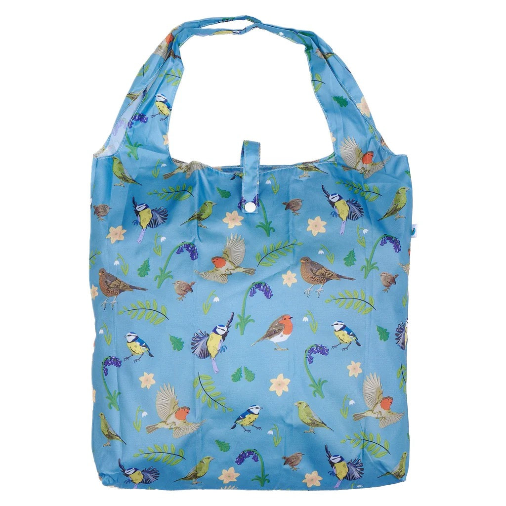Eco Chic Foldable Recycled Shopping Bag - RSPB Bird - Blue