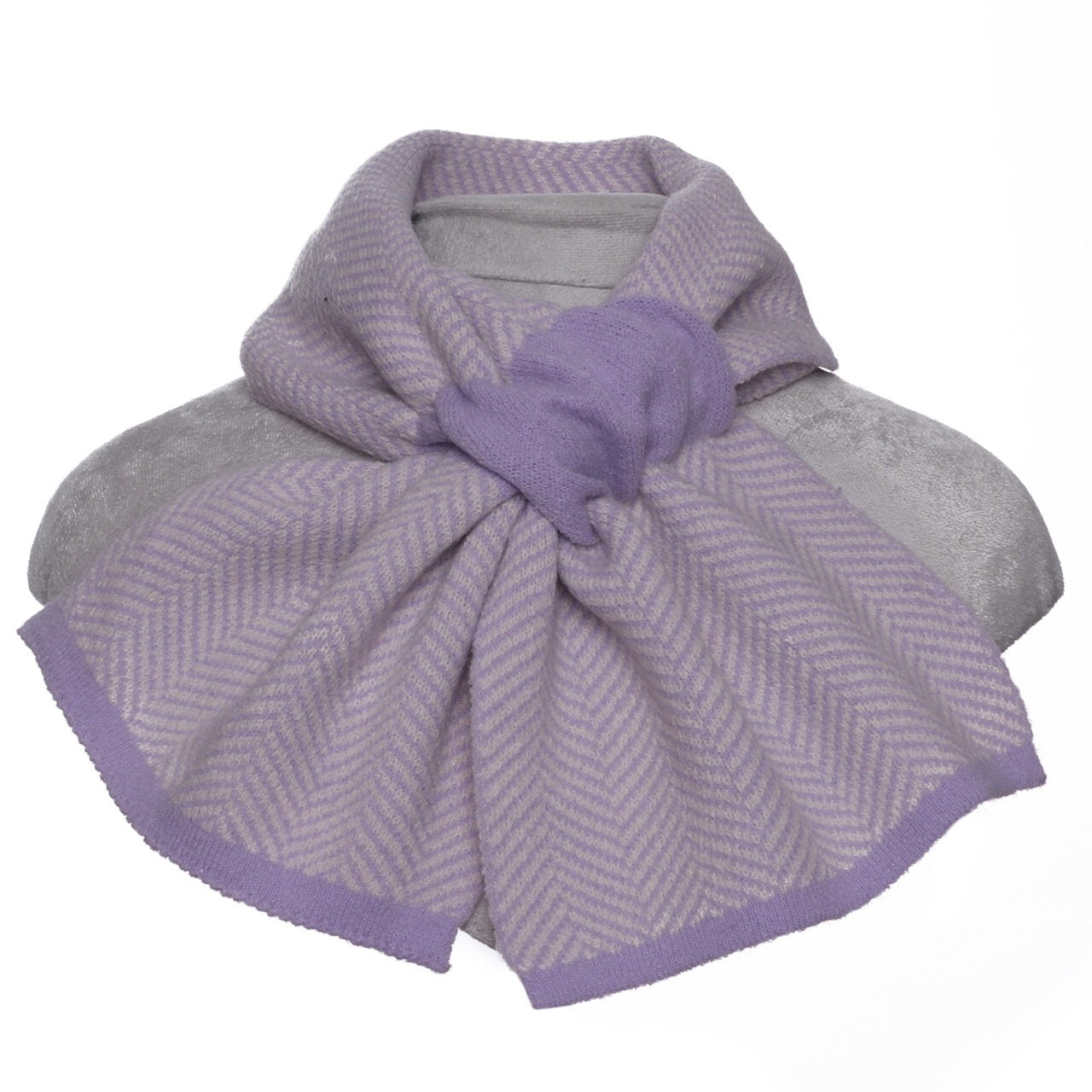 Zelly Herringbone Knitted Pull Through Scarf - Lilac