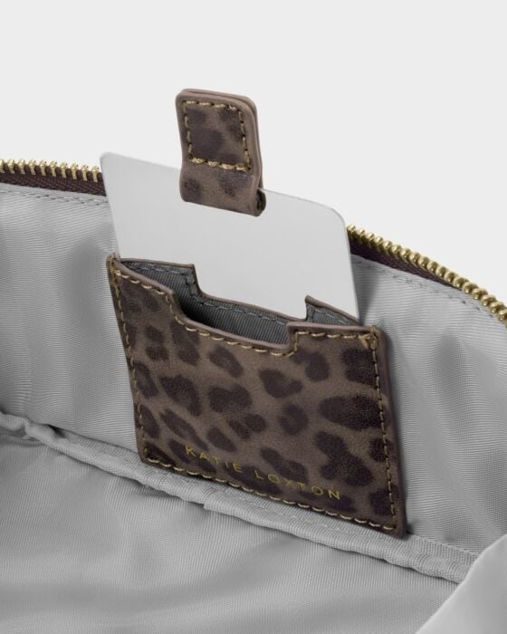 Katie Loxton SMALL Fold Out Make Up Bag with Mirror - Leopard Print