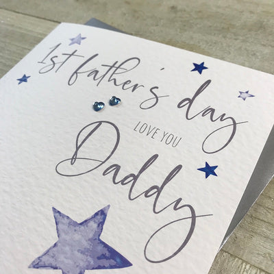 1st Fathers Day Daddy Card - White Cotton Cards