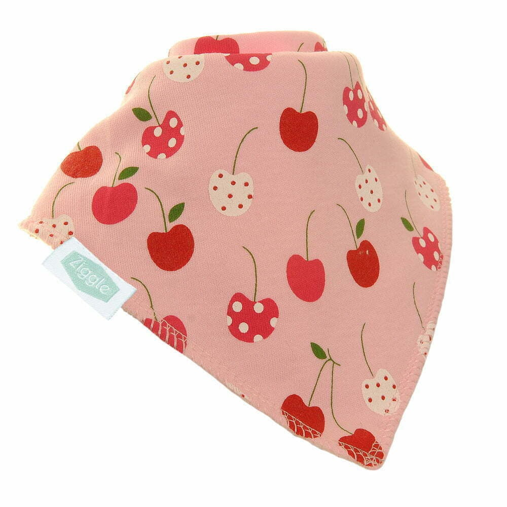Ziggle Cherries Dribble Bib - Pink