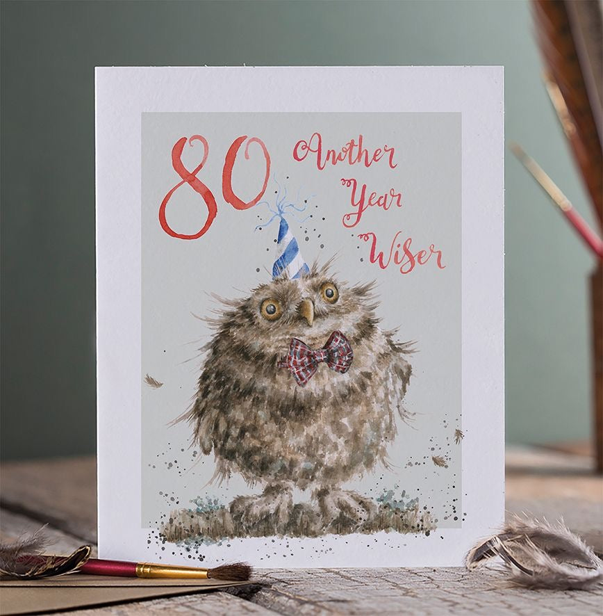 80 Another Year Wiser Owl - Birthday Card - Wrendale Designs