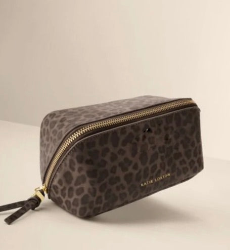 Katie Loxton SMALL Fold Out Make Up Bag with Mirror - Leopard Print