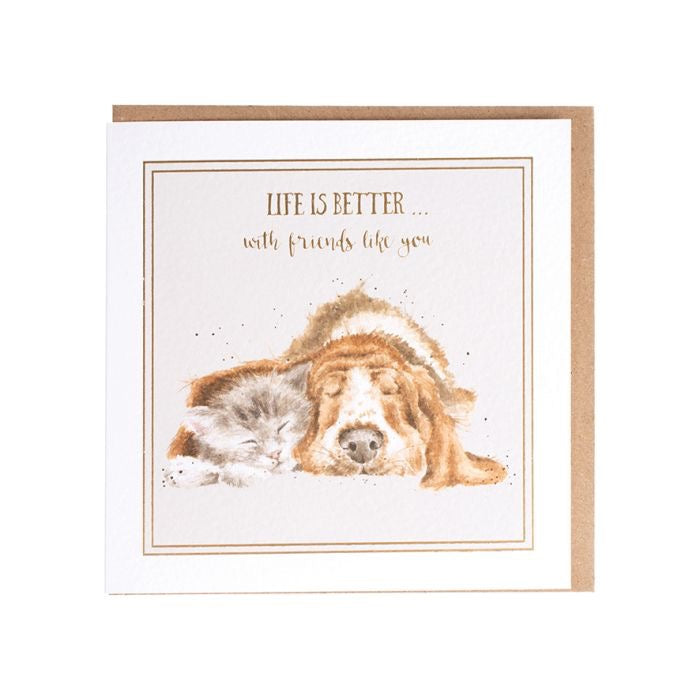 Friends Like You Dog & Cat Small Card - Wrendale Designs