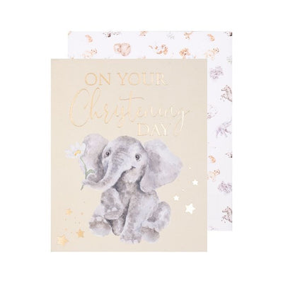 On Your Christening Day Elephant Card - Wrendale Designs
