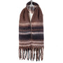 Park Lane Cosy Multi Stripe Tassel Scarf - Cocoa Brown Mix