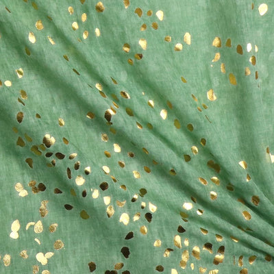 POM Washed Forest Green Gold Speckled Print Metallic Foil Scarf