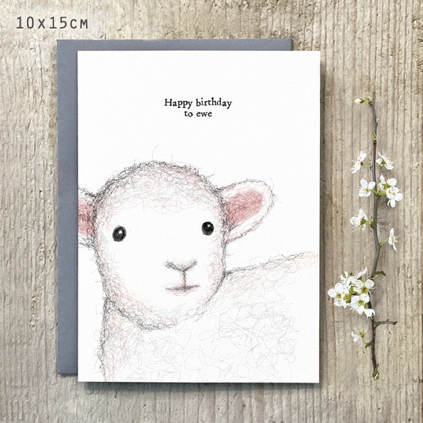 East of India Blank Card - Sheep - Happy Birthday To Ewe