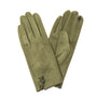 Park Lane Single Button Detail Faux Suede Ladies Gloves- Artichoke