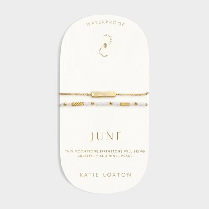 Katie Loxton Waterproof Jewellery - June - Gold Birthstone Double Strand Bracelet