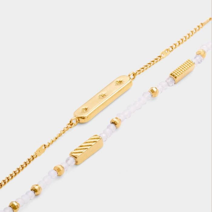 Katie Loxton Waterproof Jewellery - June - Gold Birthstone Double Strand Bracelet