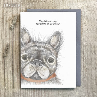 East of India Blank Card - Dog - True Friends Leave Paw Prints