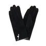 Park Lane Single Button Detail Faux Suede Ladies Gloves- Ebony/White Edge
