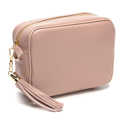 Elie Beaumont Designer Leather Crossbody Bag - Blush Pink (GOLD Fittings)