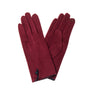 Park Lane Single Button Detail Faux Suede Ladies Gloves- Cherry